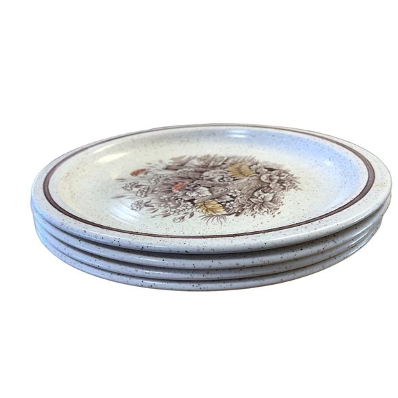 Homespun Stonecast Churchill Staffordshire Hand Painted Dinner Plate Set of 4 He - Picture 2 of 4